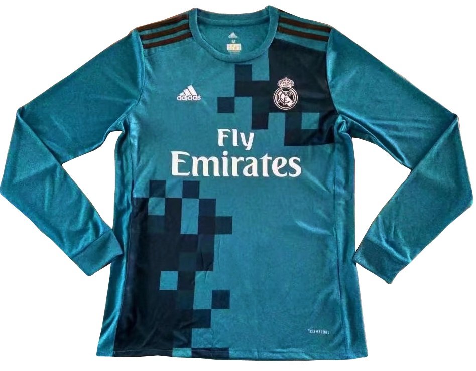 Camisa III Real Madrid 2017 2018 Retro Adidas manga comprida